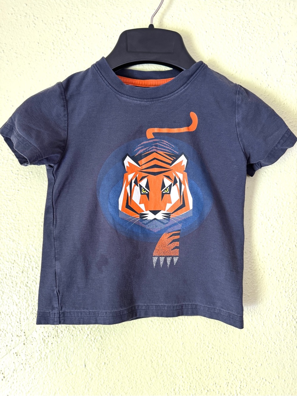 Tea Collection Navy Tee with Orange Tiger Graphic